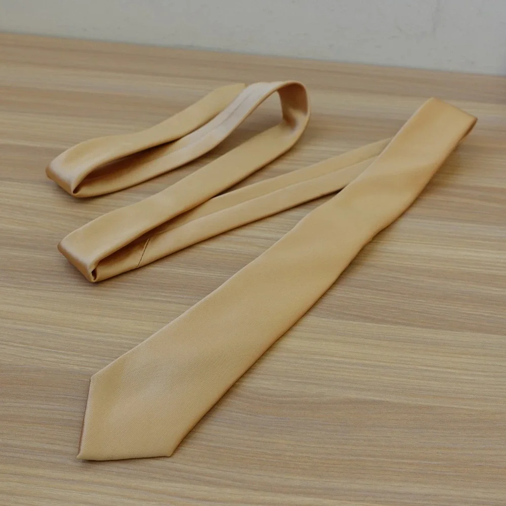 Italian Champagne Gold Neck Tie Mens Skinny Solid Formal Wedding ARLANDO ARSINI